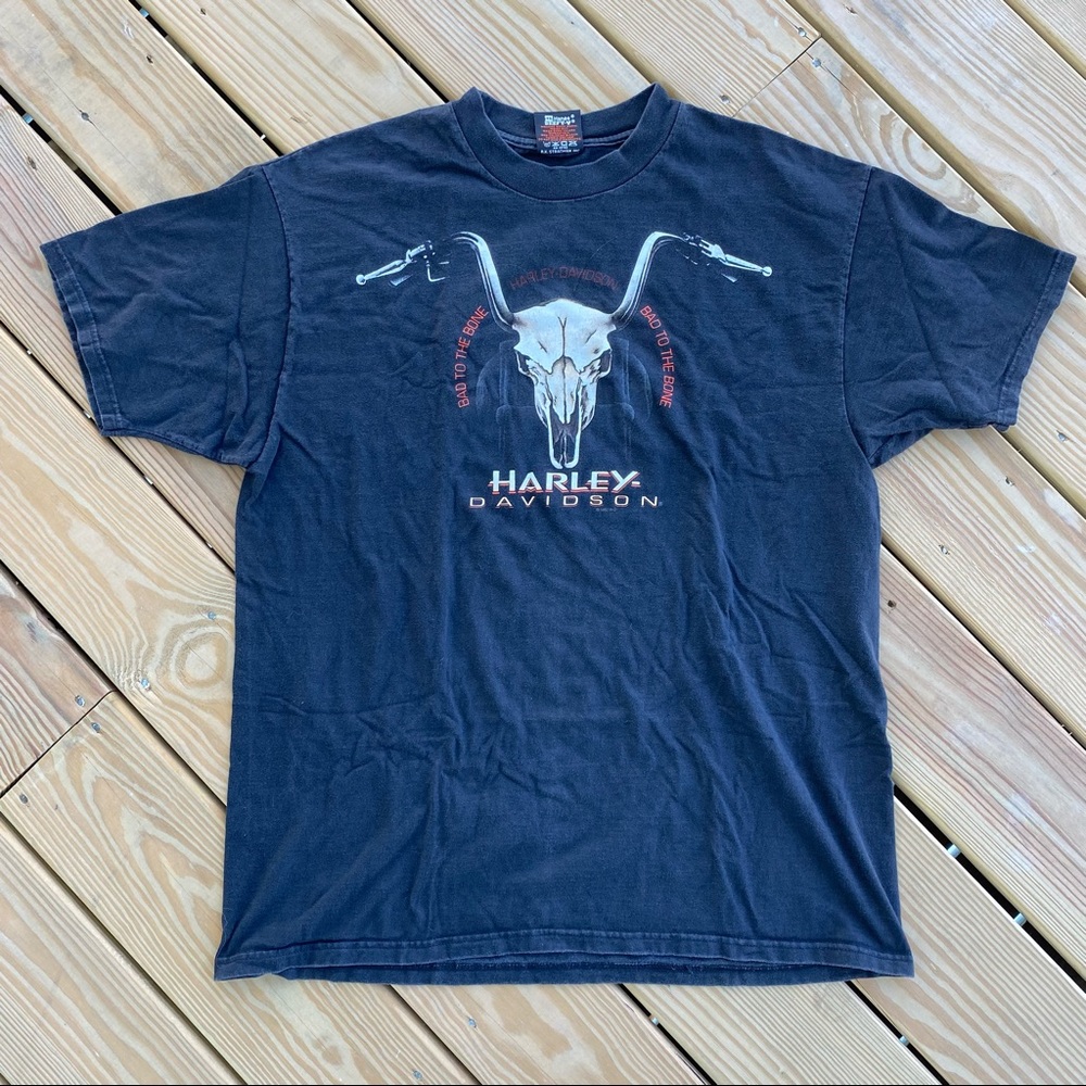 Mens Harley Davidson Vintage 1997 Bad to the Bone T-Shirt S/S Black Size L